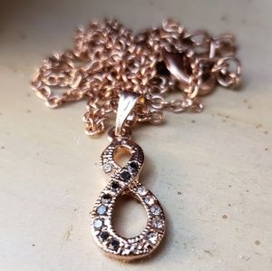 rose gold rhinestone infinity loop necklace